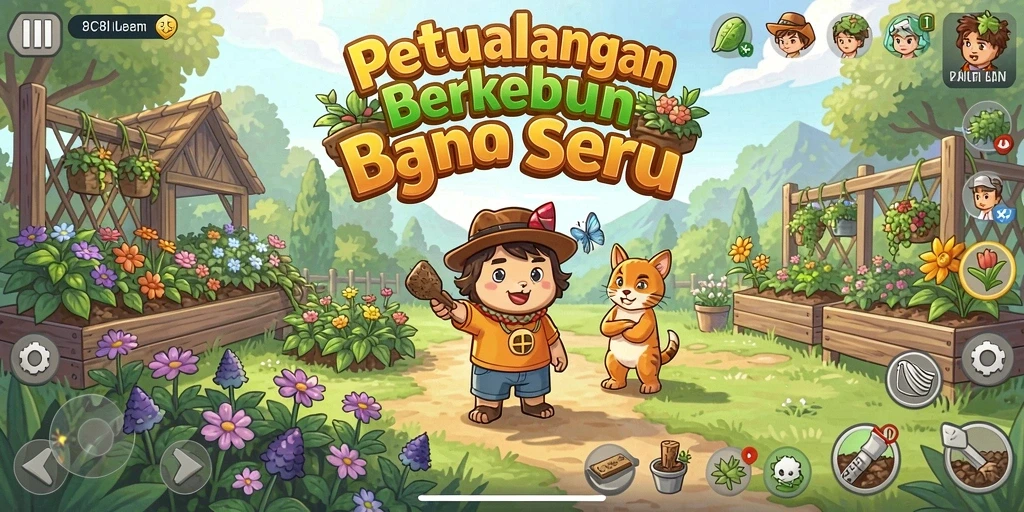 Screenshot dari gameplay 8II menunjukkan ladang yang subur dan warna-warni.