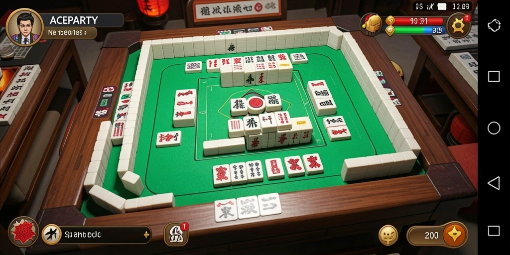 Screenshot permainan Mahjong ACEPARTY dengan gameplay menarik.