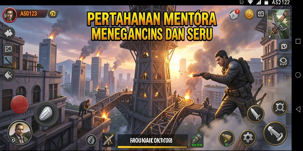 Tampilan gameplay menara pertahanan yang mendebarkan dan strategis.