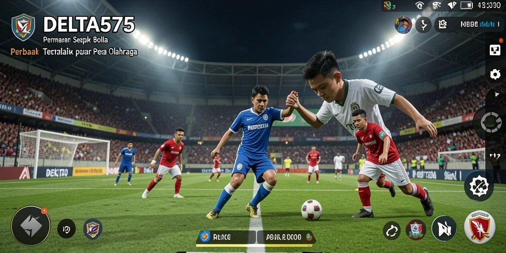 Tampilan gameplay mendebarkan dari DELTA575 dengan aksi sepak bola seru.