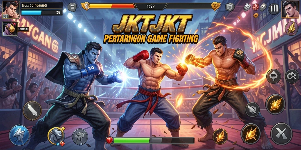 Screenshot gameplay JKTJKT dengan aksi pertarungan mendebarkan.