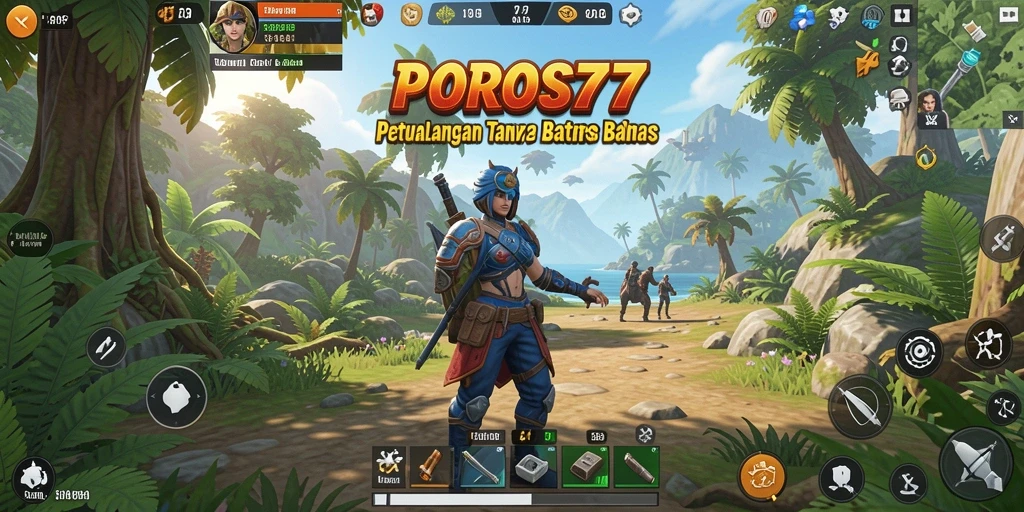 Tangkapan layar POROS77 yang menunjukkan kebebasan menjelajahi dunia terbuka.
