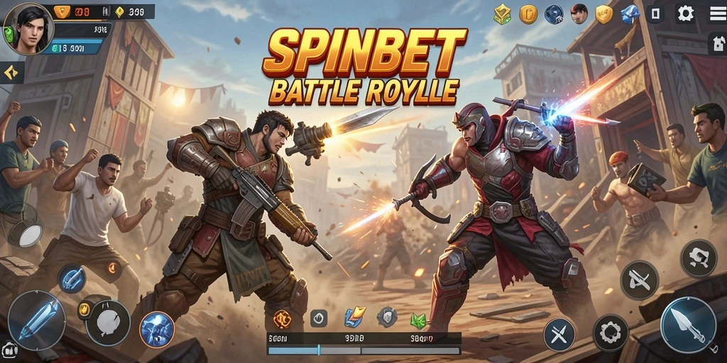 Tampilan seru gameplay SPINBET dalam pertarungan Battle Royale.