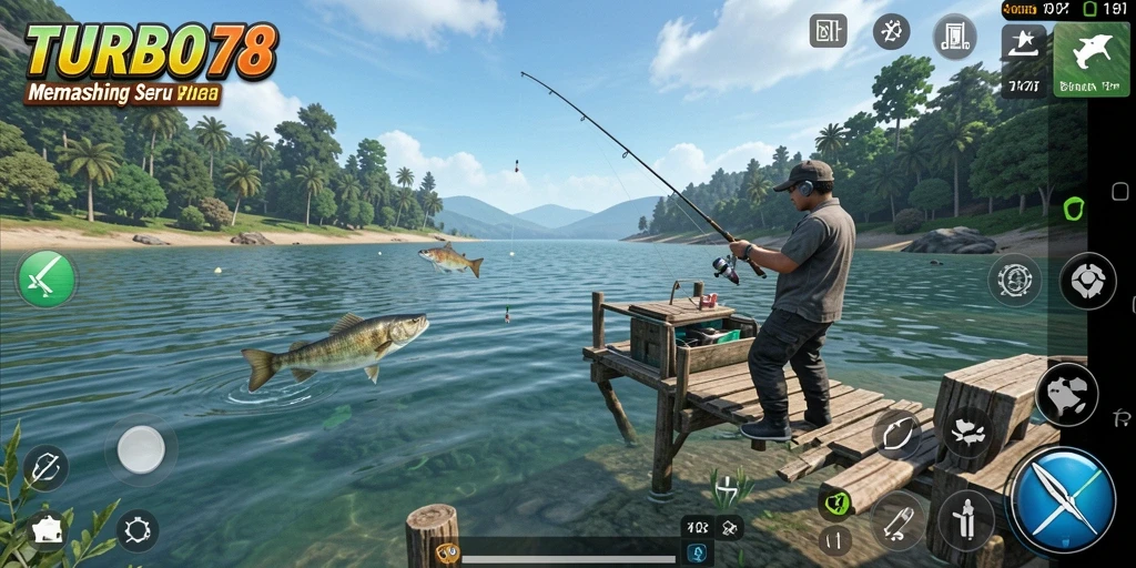Tampilan gameplay TURBO78 yang memukau saat memancing ikan.