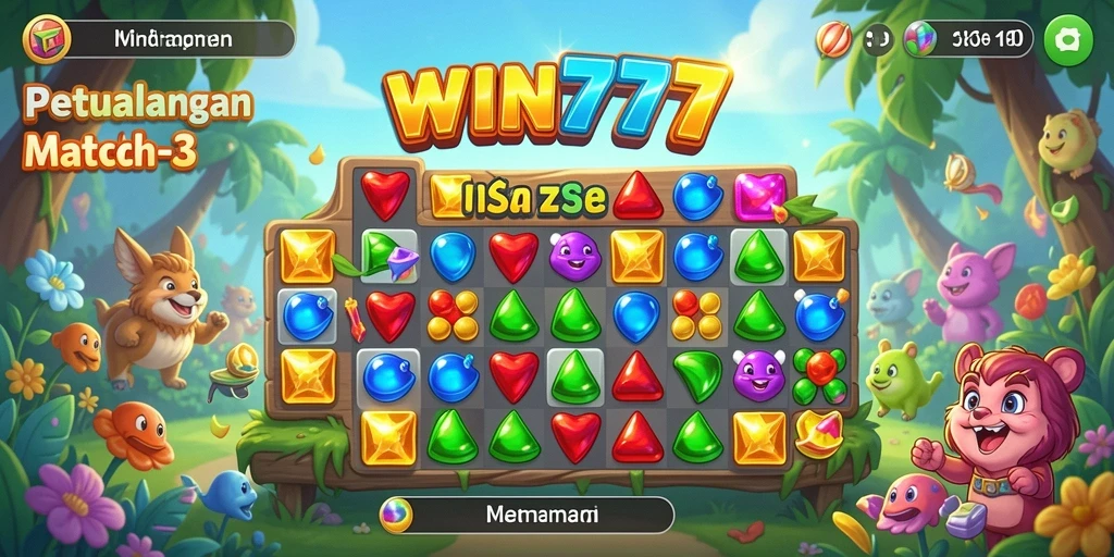 Screenshot <strong>WIN777</strong> menampilkan gameplay seru di level Match-3.